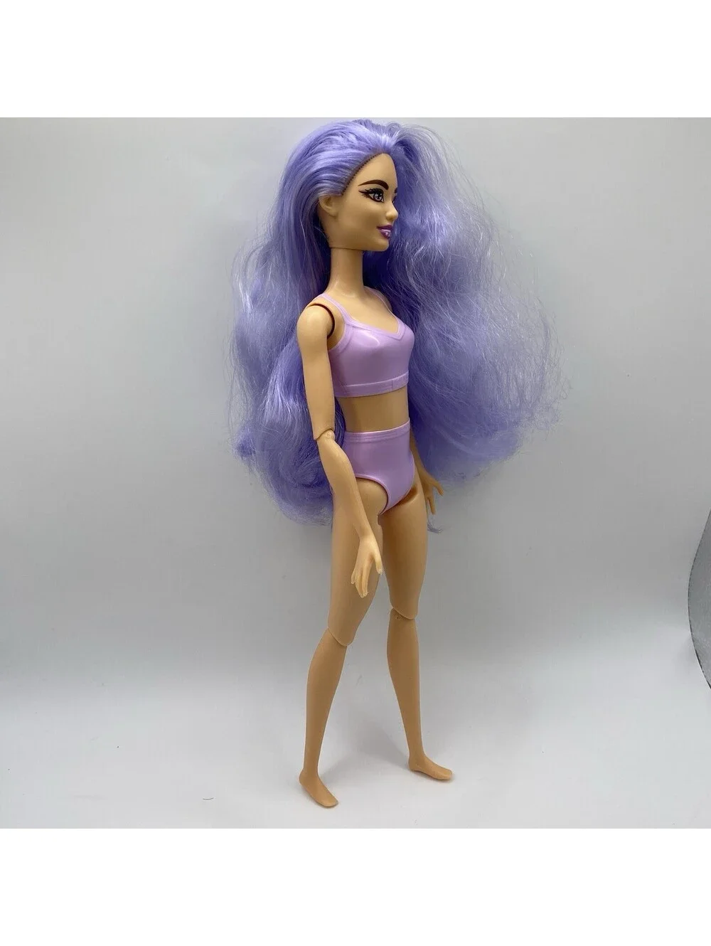 Cutie Reveal Barbie #HHG21 Doll Long Wavy Purple Hair Articulated B1